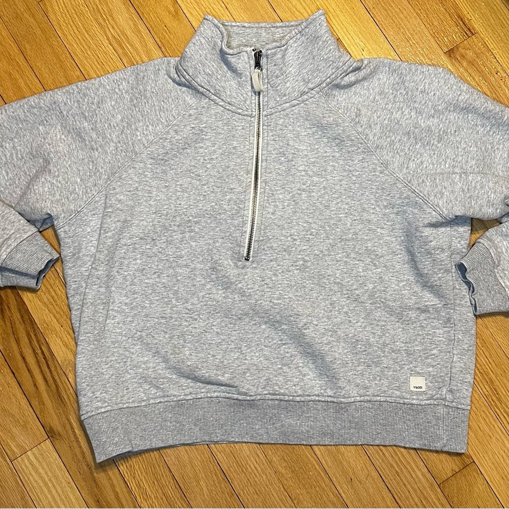 Vuori Heather Gray Half-Zip Cowl Sweater